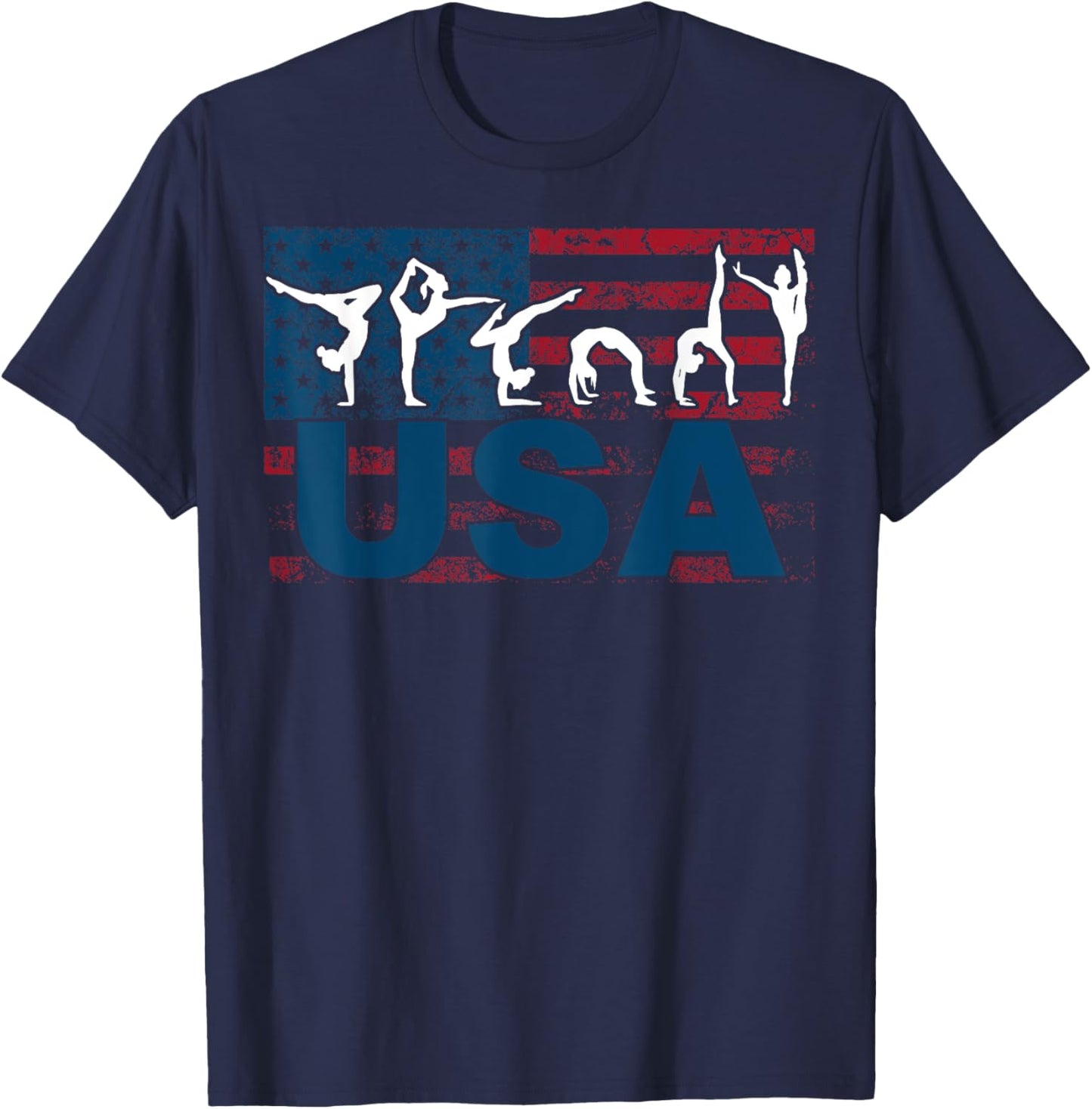 Cute Gymnastics Art For Girls Kids Women Tumbling Gymnast T-Shirt - T-Shirt | Navy