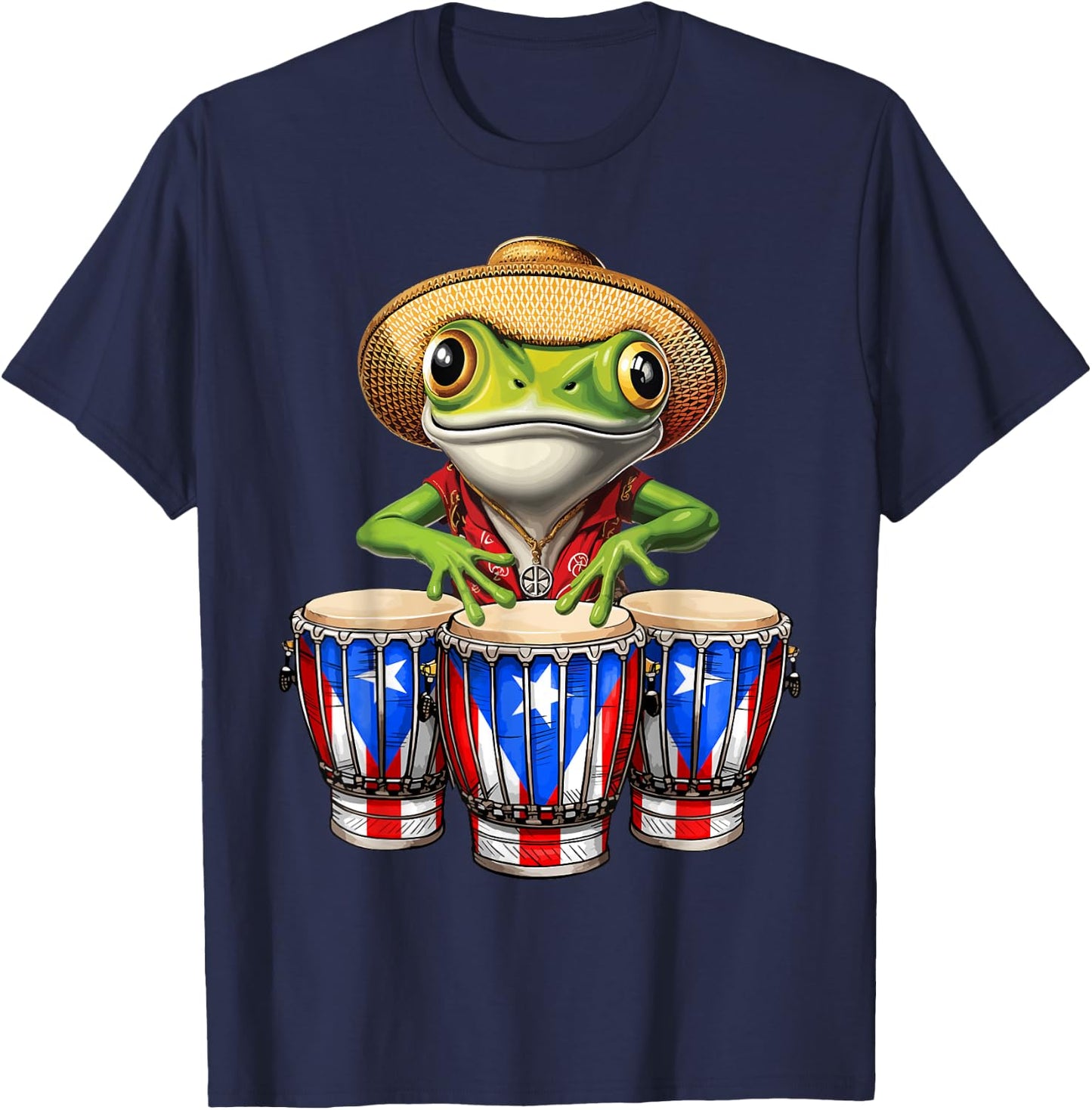 Funny Boricua Coqui Frog Taino Puerto Rico Puerto Rican Flag T-Shirt - T-Shirt | Navy