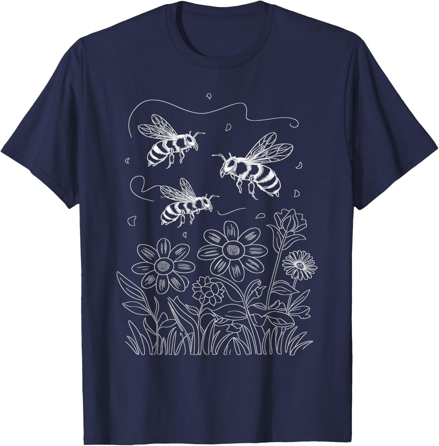 Pollinator Garden Design Wildlife Flowers Native Plants T-Shirt - T-Shirt | Navy