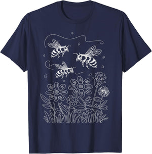 Pollinator Garden Design Wildlife Flowers Native Plants T-Shirt - T-Shirt | Navy