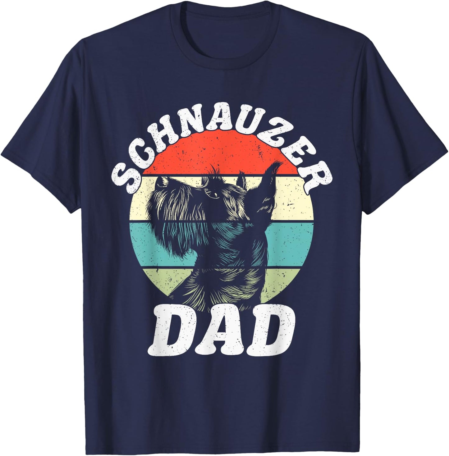 Schnauzer Dad Dog Funny Father's Day Vintage Pet Men Women Kids T-Shirt - T-Shirt | Navy