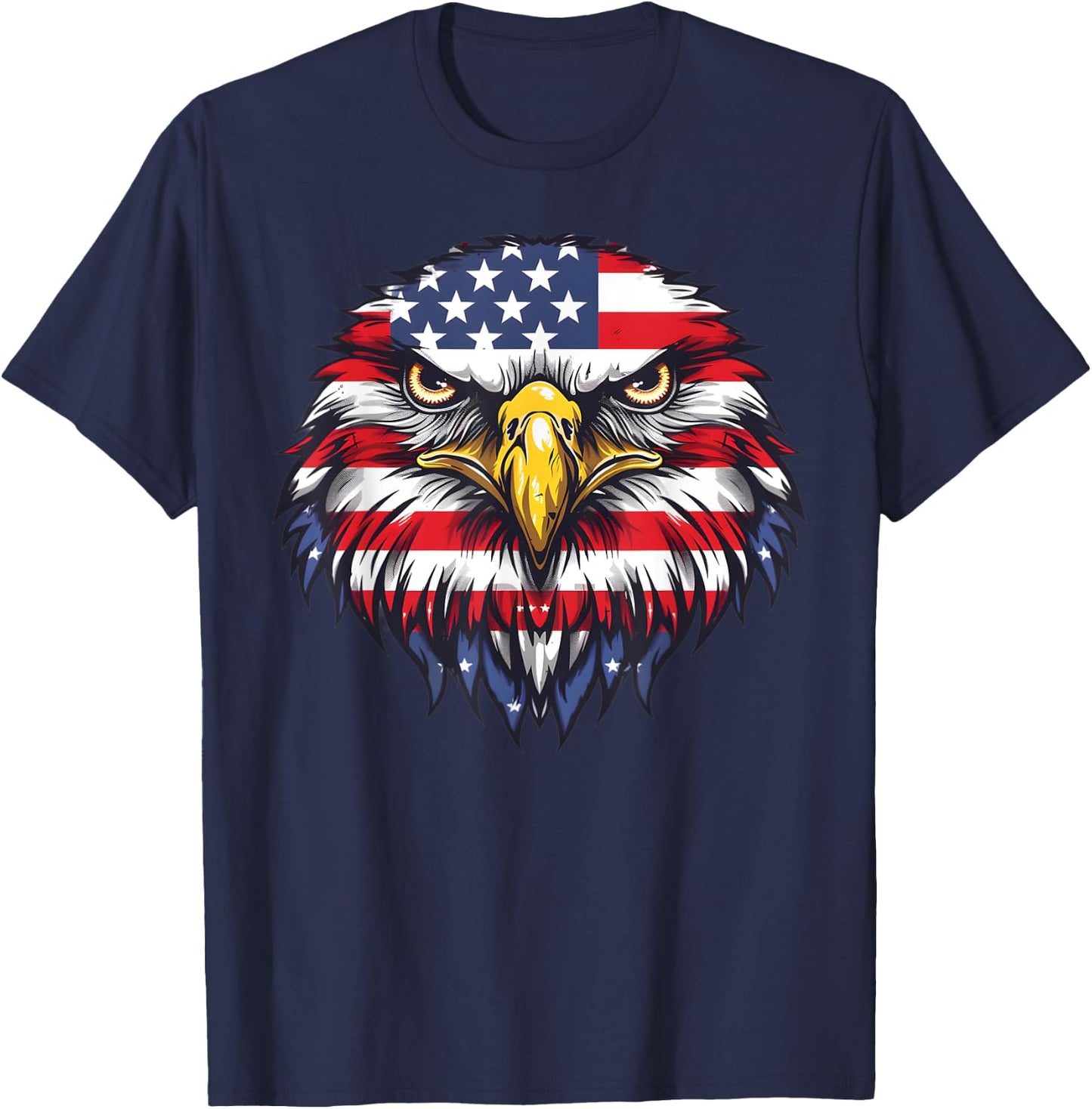 Patriotic Flag Hawk 4th Of July Funny Animal Face T-Shirt - T-Shirt | Navy