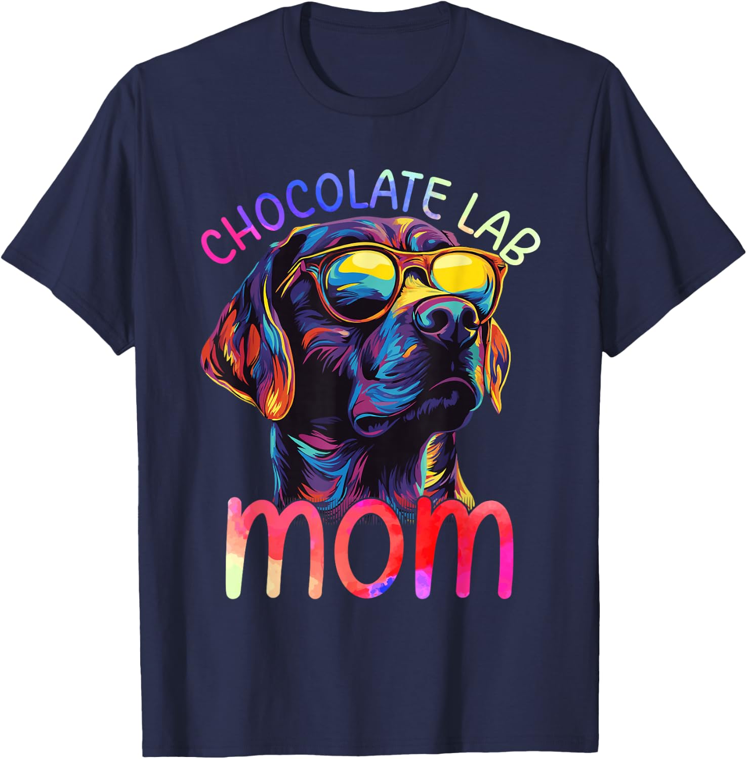Chocolate Labrador Mom Colorful Pop Art Chocolate Lab T-Shirt - T-Shirt | Navy