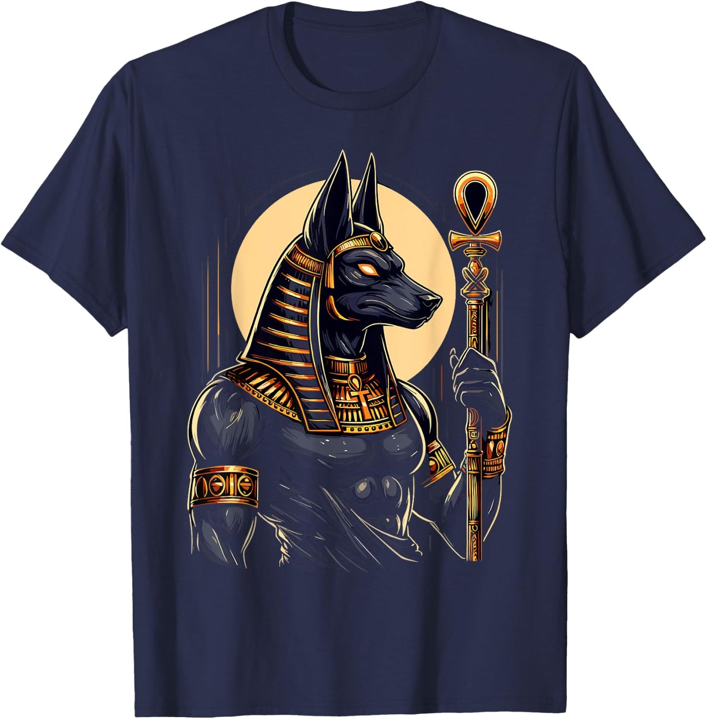 Anubis Ancient Egyptian Hieroglyphics Egypt Pharaoh Anpu T-Shirt - T-Shirt | Navy