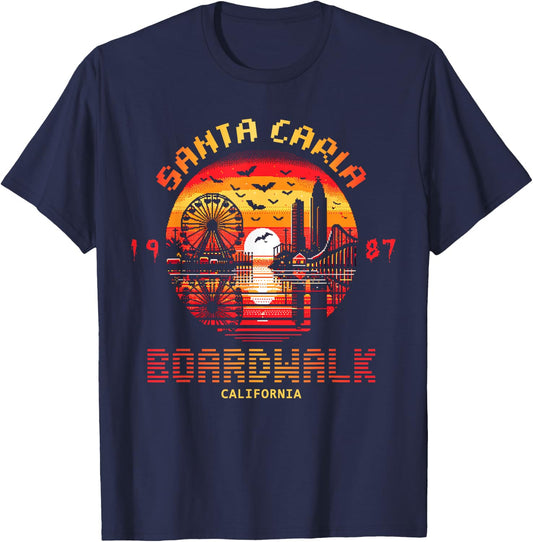 Graphic Santa Vintage Movie Carla Funny Apparel Boardwalk T-Shirt - T-Shirt | Navy