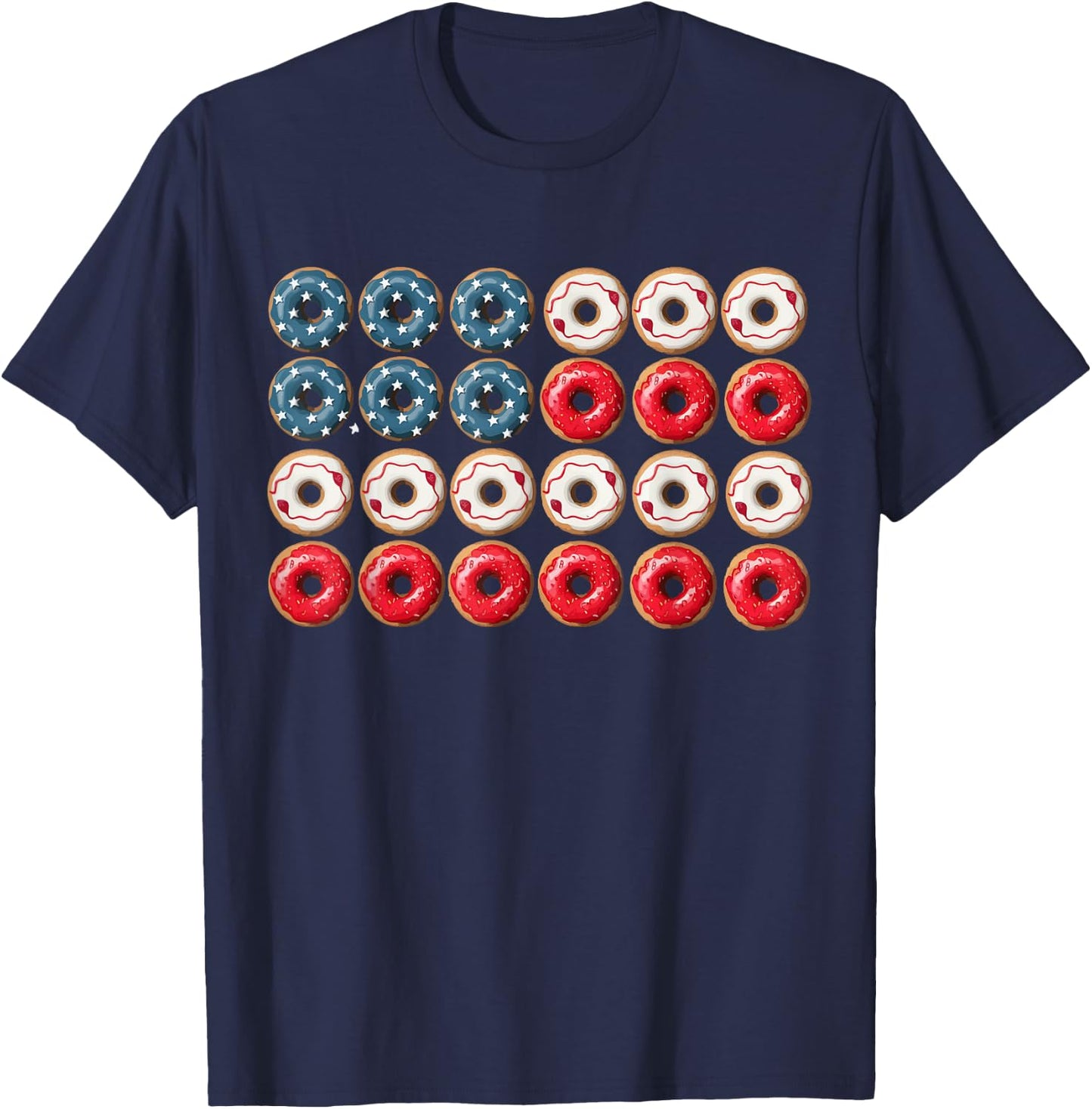 Patriotic Donuts American Flag USA 4th Of July Doughnuts day T-Shirt - T-Shirt | Navy
