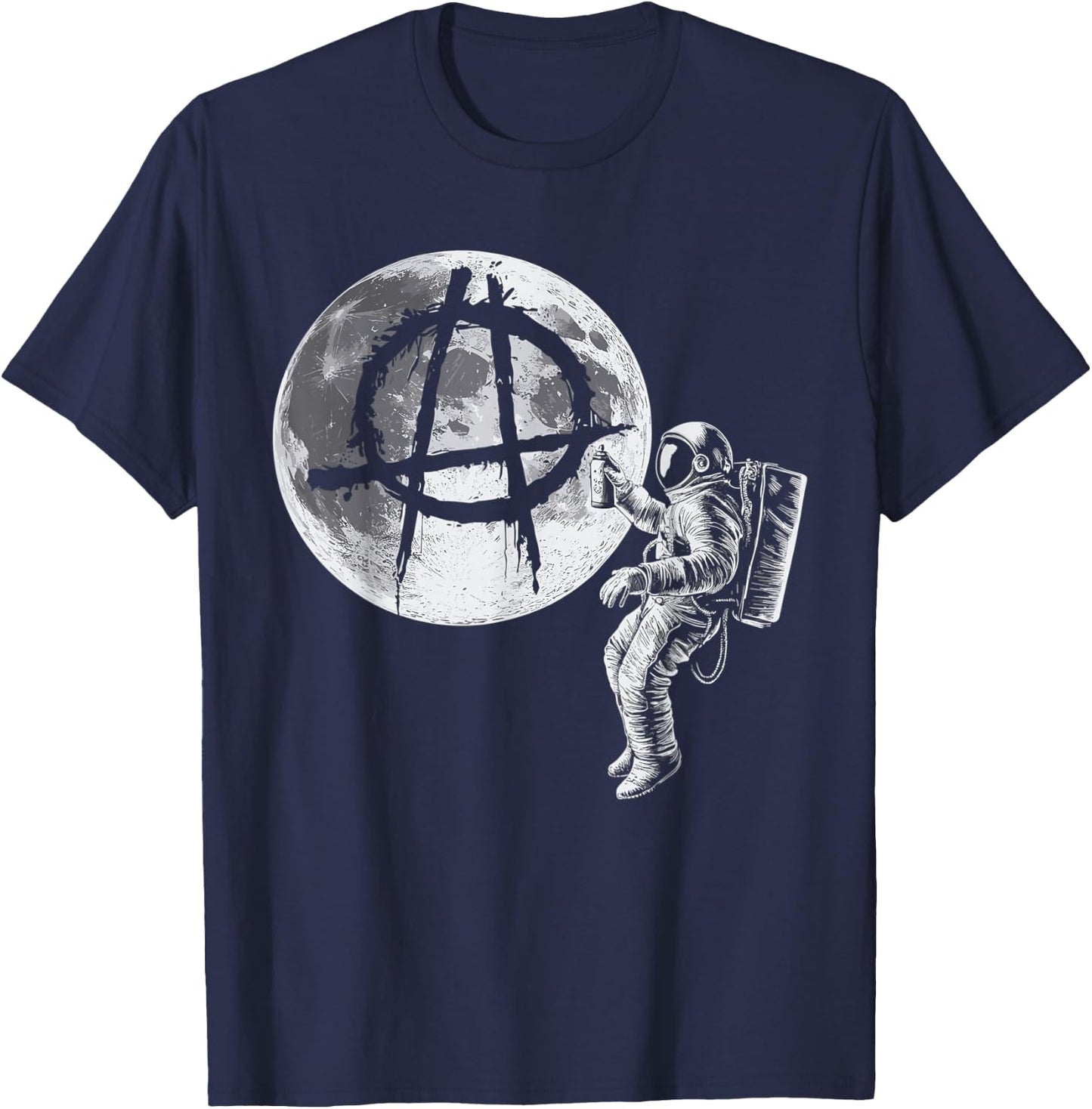 Anarchy Symbol on the Moon by Graffiti Astronaut T-Shirt - T-Shirt | Navy