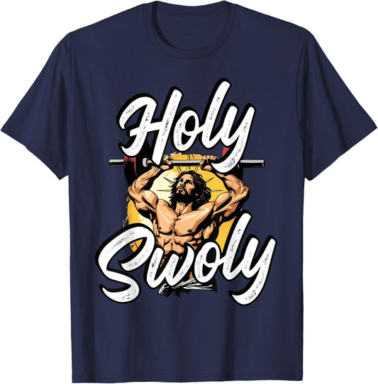 Gym Workout Exercise Christian Religious Jesus Christ T-Shirt - T-Shirt | Navy