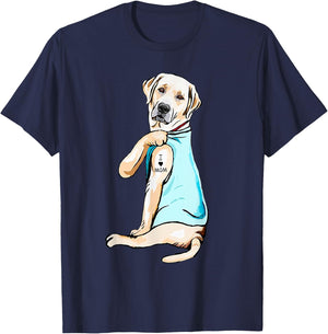 I Love Mom Funny Labrador Tattooed T-Shirt - T-Shirt | Navy