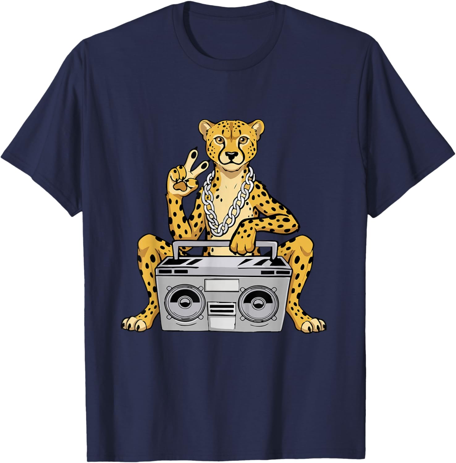 Cheetah Lover Hip Hop Kids Music Boys Cheetah T-Shirt - T-Shirt | Navy