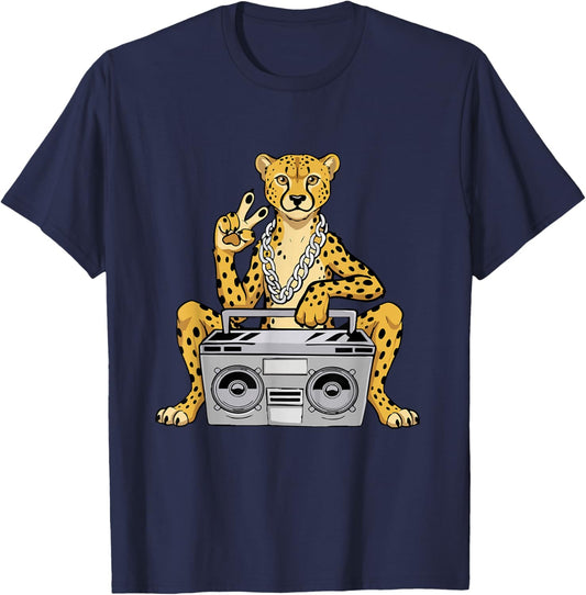 Cheetah Lover Hip Hop Kids Music Boys Cheetah T-Shirt - T-Shirt | Navy