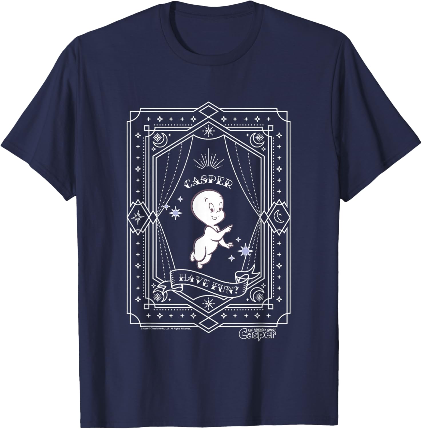 Casper The Friendly Ghost Have Fun? Casper Tarot Card Frame T-Shirt - T-Shirt | Navy