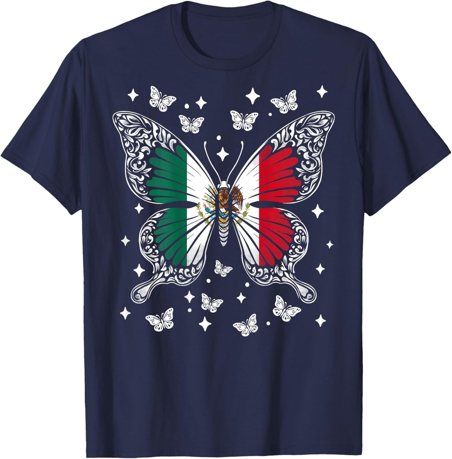 Mexican Butterfly Mexico Back Printed T-Shirt - T-Shirt | Navy