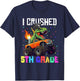 I Crushed 5th Grade Graduation T Rex Truck Grad Boys Kids T-Shirt - T-Shirt | Navy