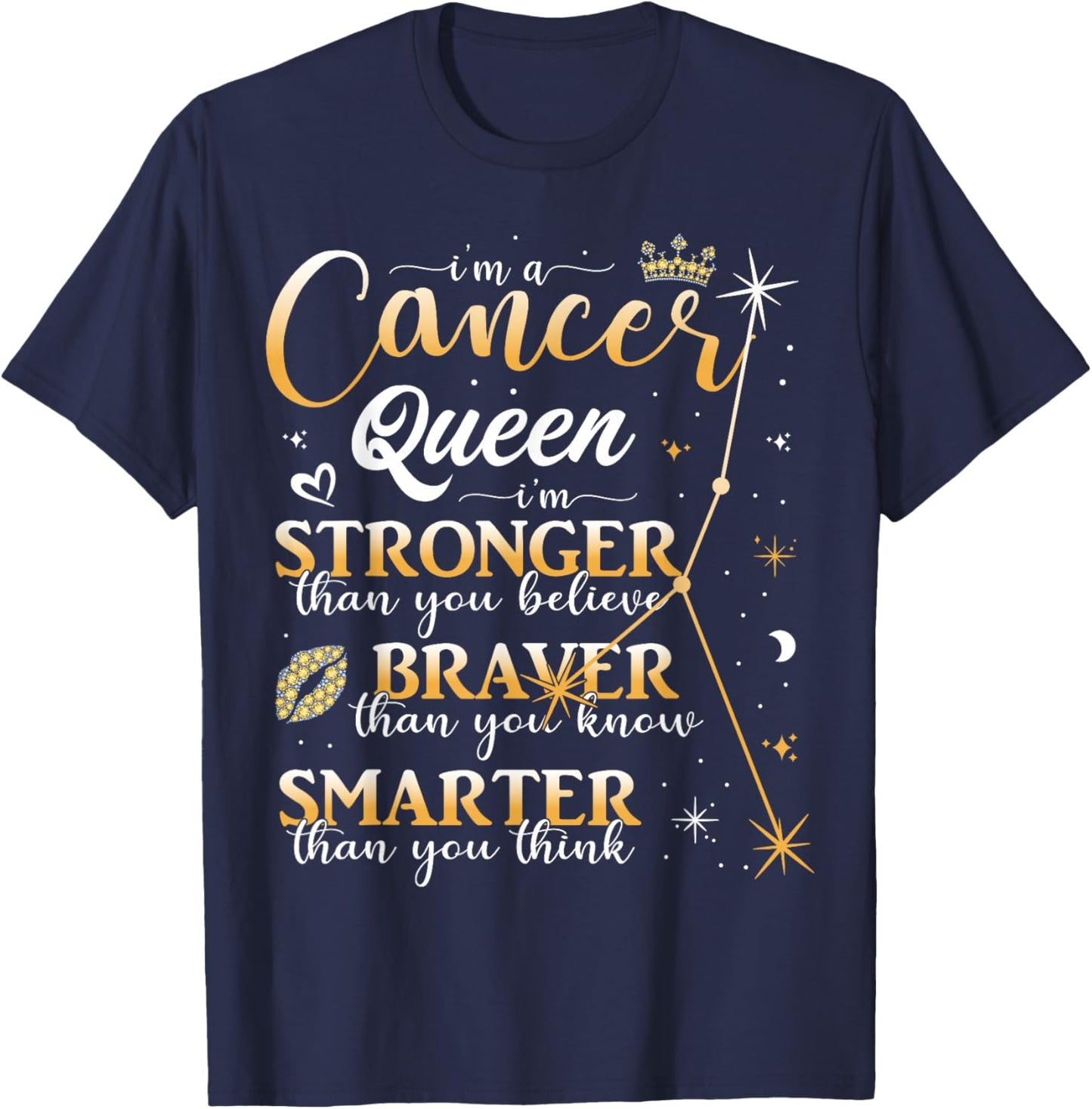 Cancer Zodiac Sign June July Birthday Women Girls Queen T-Shirt - T-Shirt | Navy