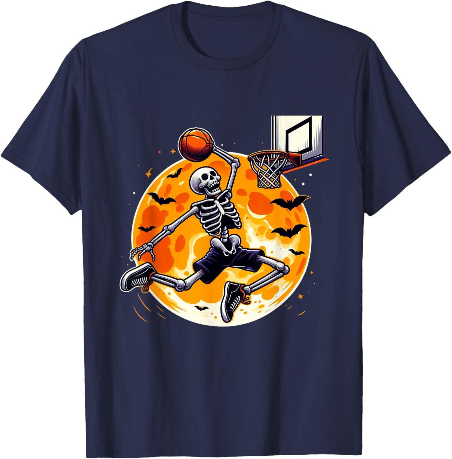 Basketball Skeleton Halloween Men Boys Basketball Halloween T-Shirt - T-Shirt | Navy