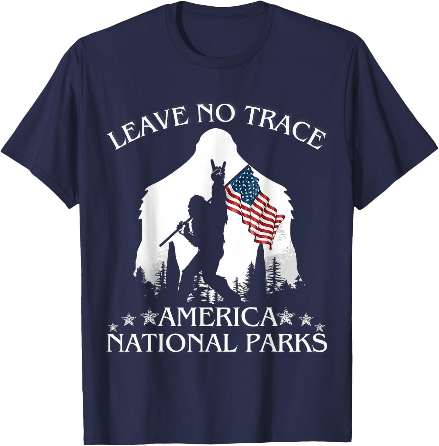 Leave No Trace America National Parks Funny Big Foot T-Shirt - T-Shirt | Navy