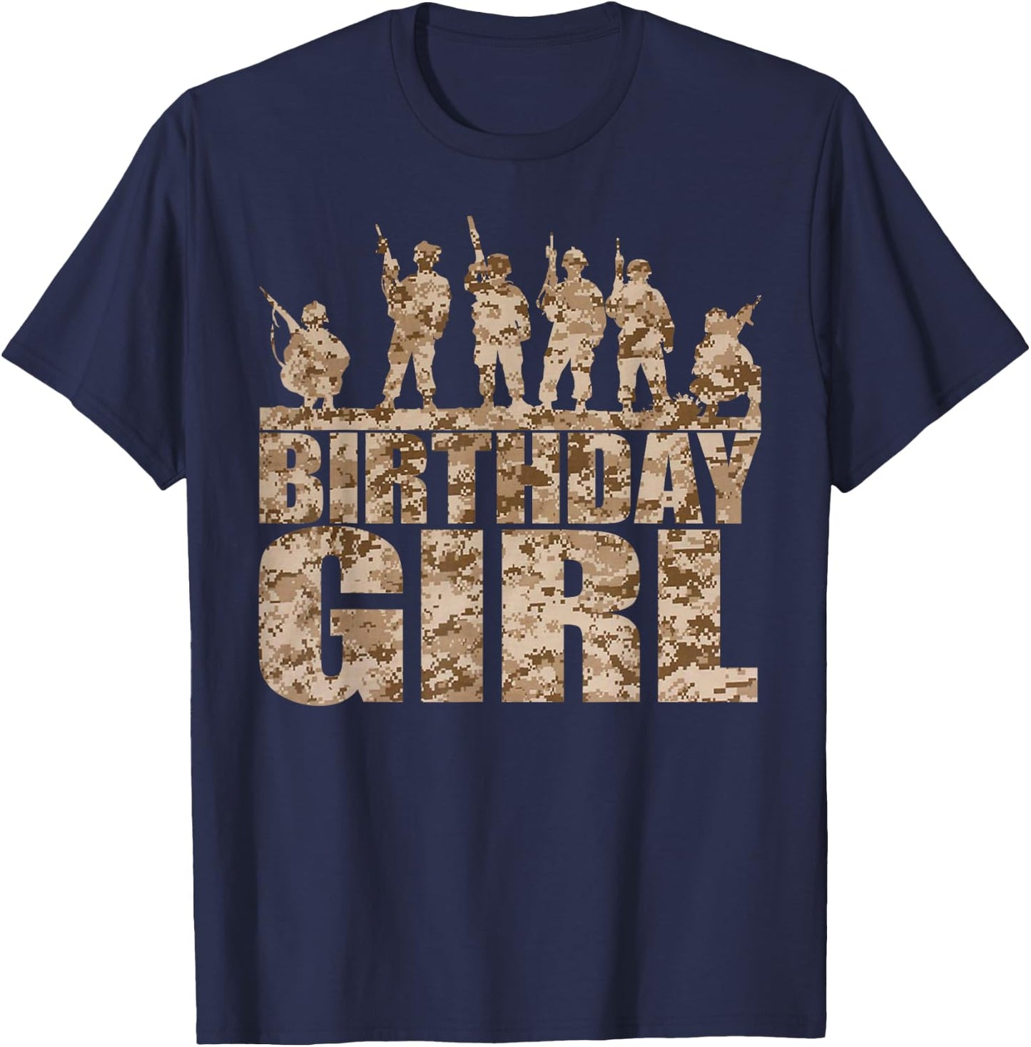 Birthday Girl Army Party Military Party Supplies Camo T-Shirt - T-Shirt | Navy