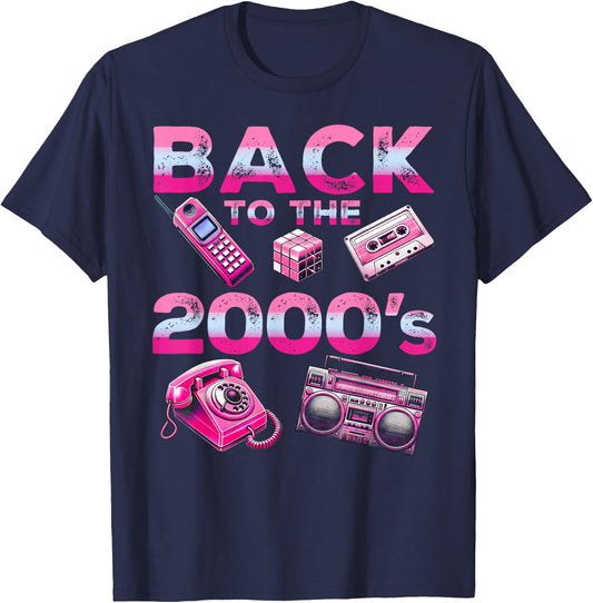 Back To 2000's 2000s Vintage Style 2000s Retro Party T-Shirt - T-Shirt | Navy