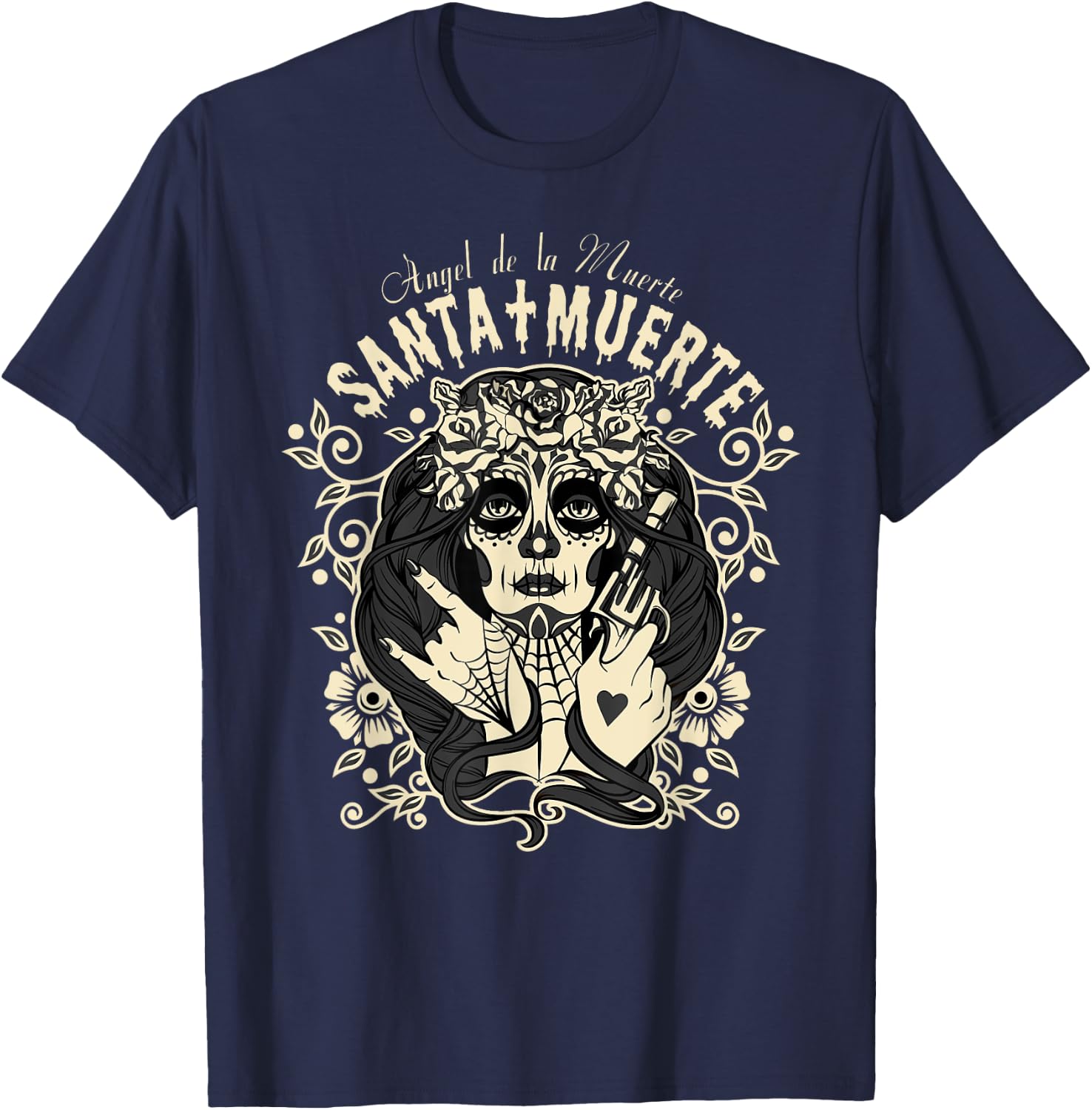 Angel Of Death, Ángel de la Muerte, Santa Muerte T-Shirt - T-Shirt | Navy