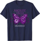 Insect Purple Ribbon Butterfly Pancreatic Cancer Awareness T-Shirt - T-Shirt | Navy