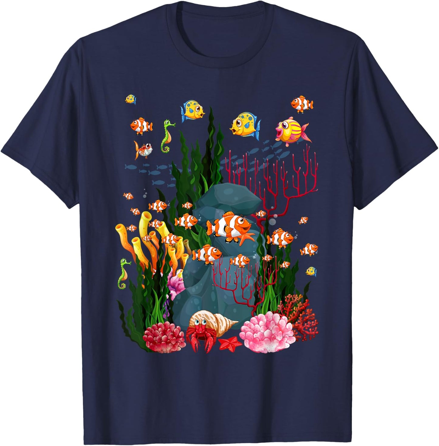 Fish Swim Against the Current in The Sea T-Shirt - T-Shirt | Navy
