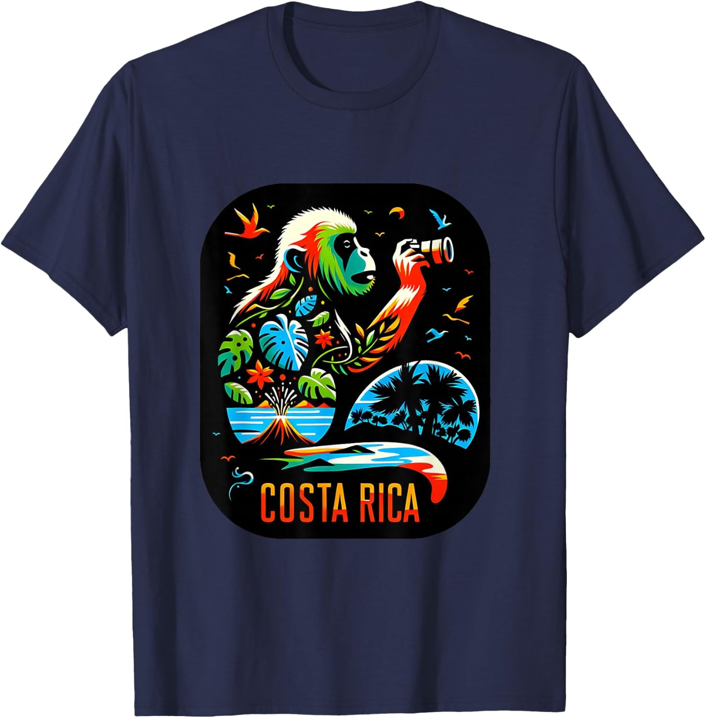 Costa Rica Monkey Nature Photography Jungle Travel Art T-Shirt - T-Shirt | Navy