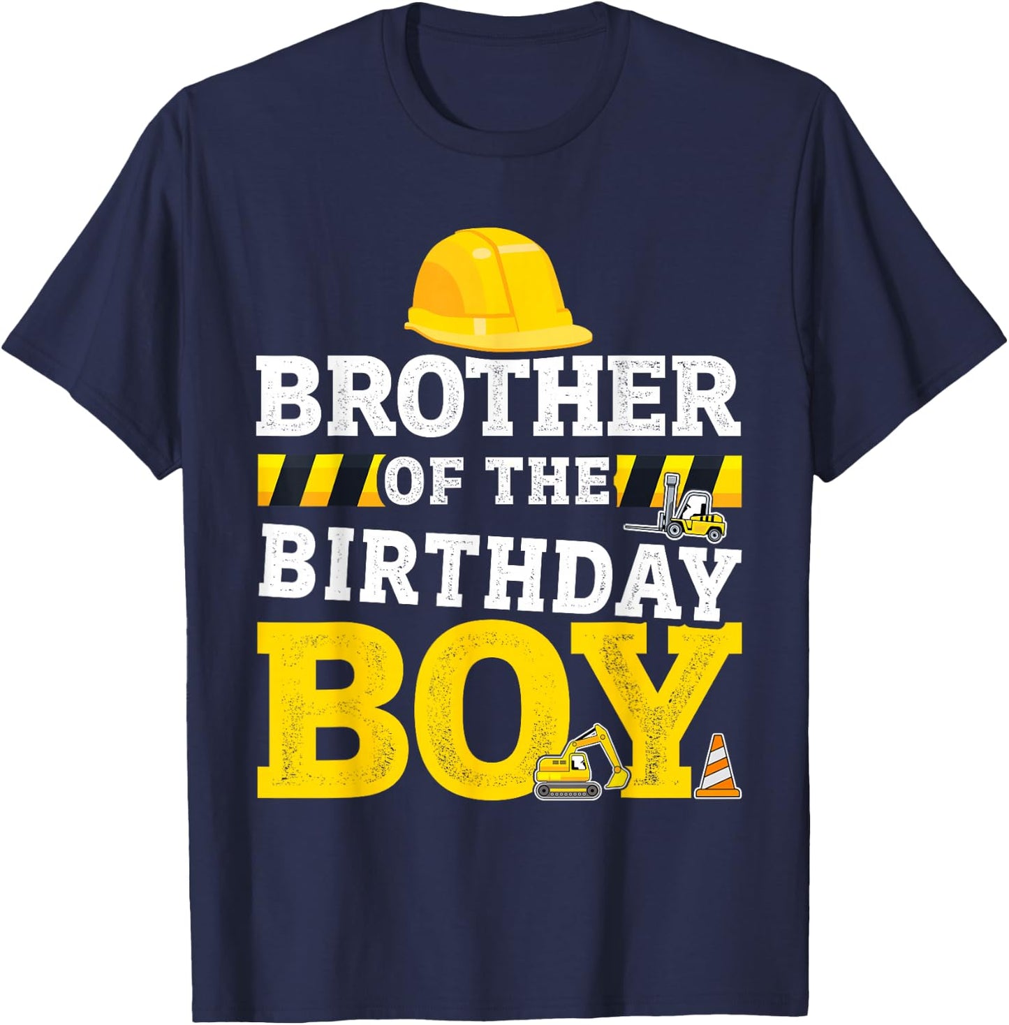 Brother of birthday boy matching family construction party T-Shirt - T-Shirt | Navy
