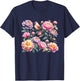 Beautiful Peonies Flowers Blossom Bird Nature Lover Gardener T-Shirt - T-Shirt | Navy