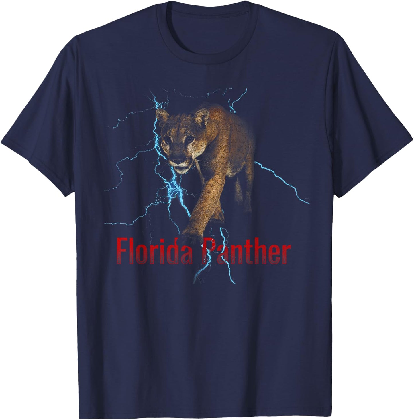 Florida Panther Lighting Endangered Florida Animal T-Shirt - T-Shirt | Navy