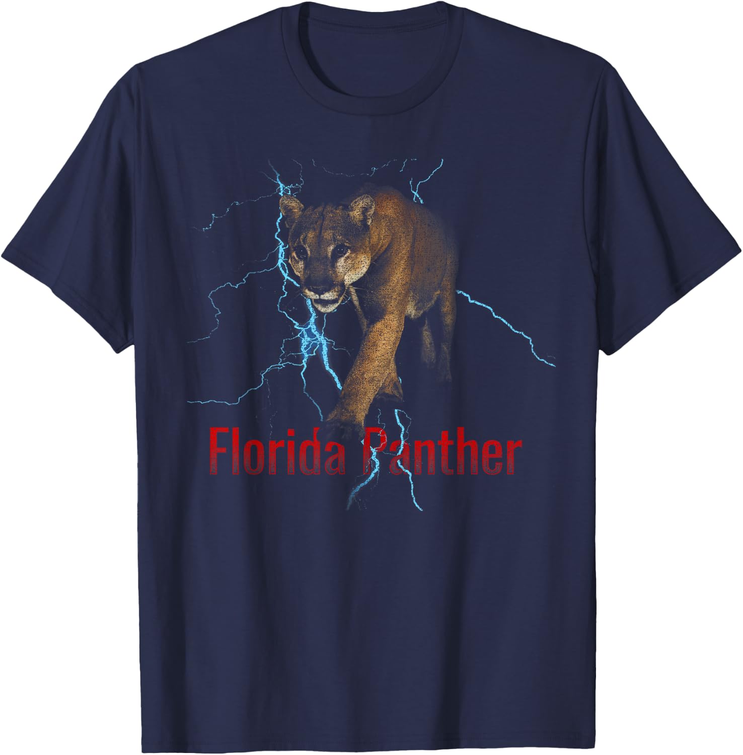 Florida Panther Lighting Endangered Florida Animal T-Shirt - T-Shirt | Navy