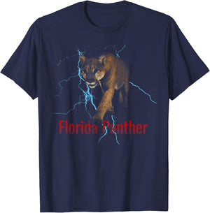 Florida Panther Lighting Endangered Florida Animal T-Shirt - T-Shirt | Navy