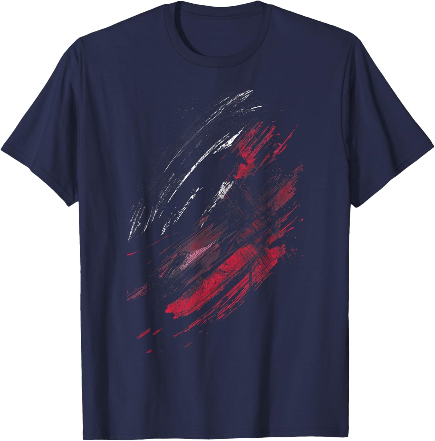 Black And Red Dynamic Brush Strokes T-Shirt - T-Shirt | Navy