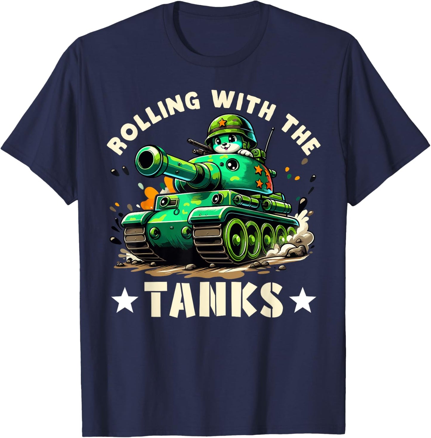 Rolling with the Tanks - Boys Army Tank military Adventure T-Shirt - T-Shirt | Navy