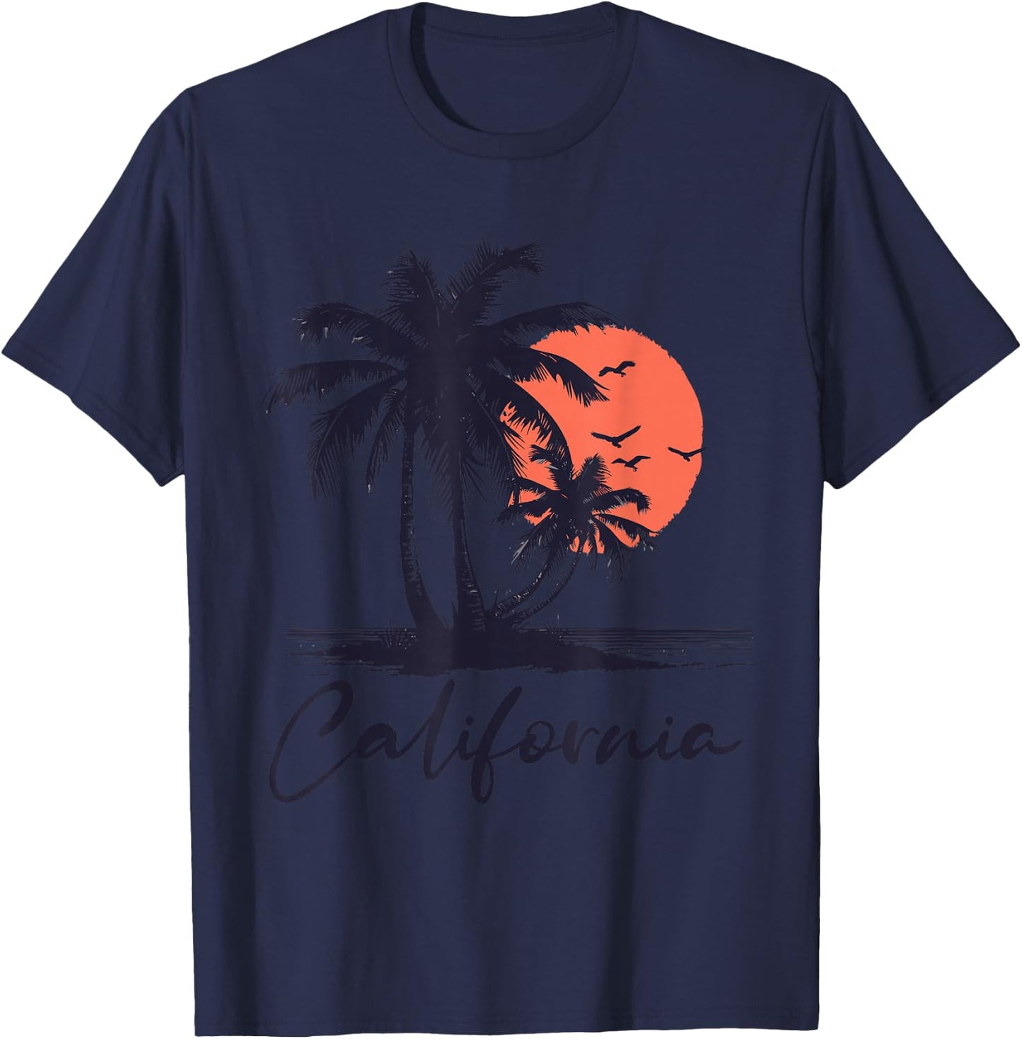 Cali Summer Vacation CA Palm Trees USA Retro California Men T-Shirt - T-Shirt | Navy