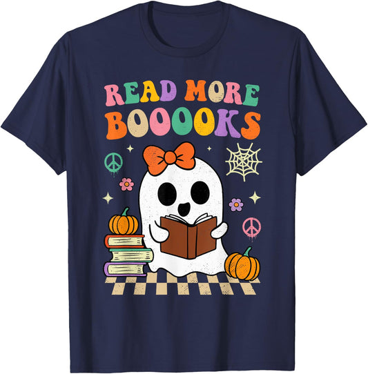 Groovy Read More Books Halloween Costume Girls Kids Toddler T-Shirt - T-Shirt | Navy
