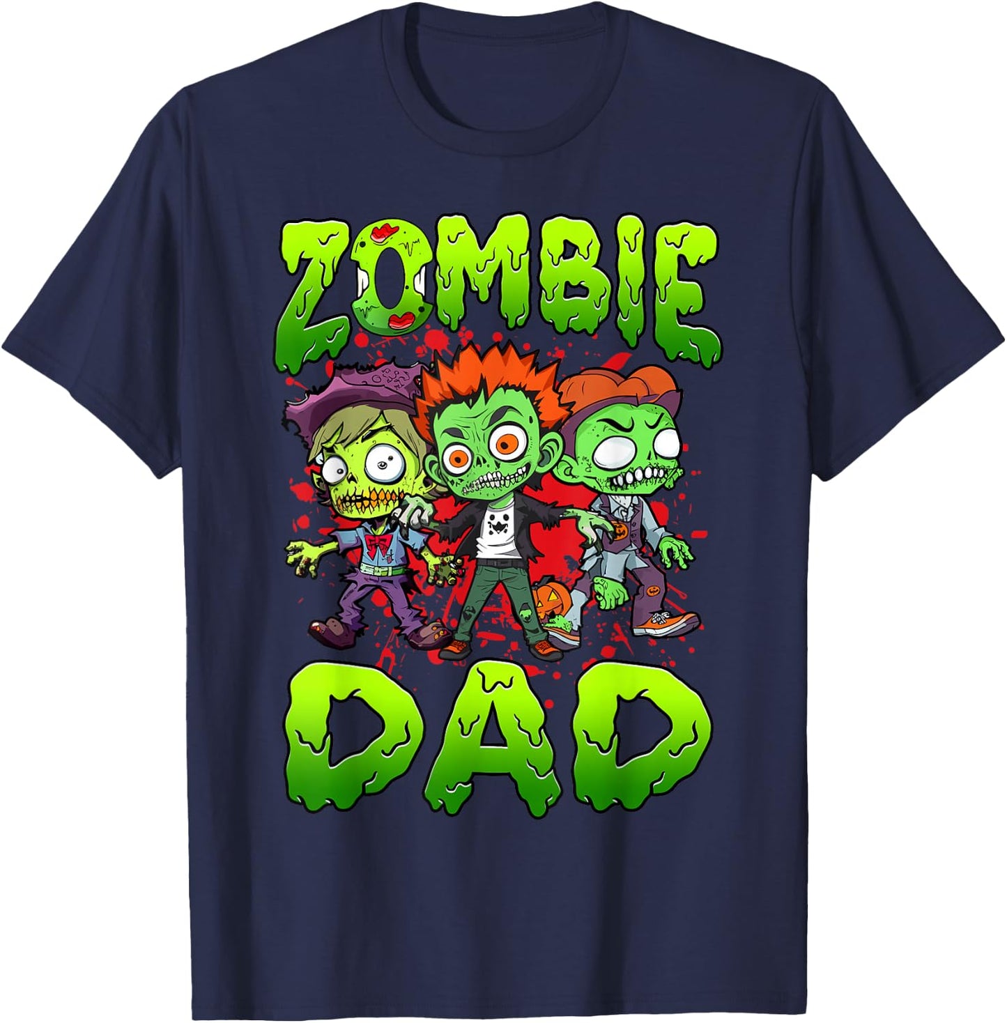 Zombie Dad Halloween Costume Family Matching T-Shirt - T-Shirt | Navy