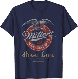 Miller High Life The Best Milwaukee Beer Vintage Logo T-Shirt - T-Shirt | Navy
