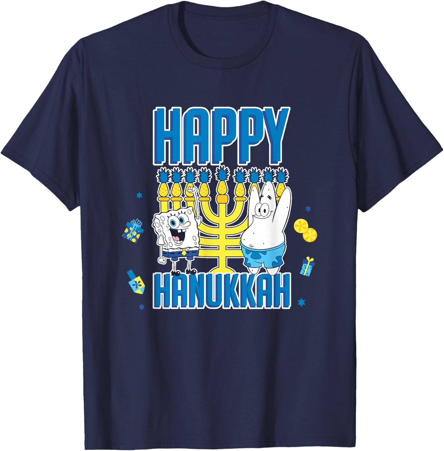 SpongeBob SquarePants Hanukkah Happy Hanukkah Retro Logo T-Shirt - T-Shirt | Navy