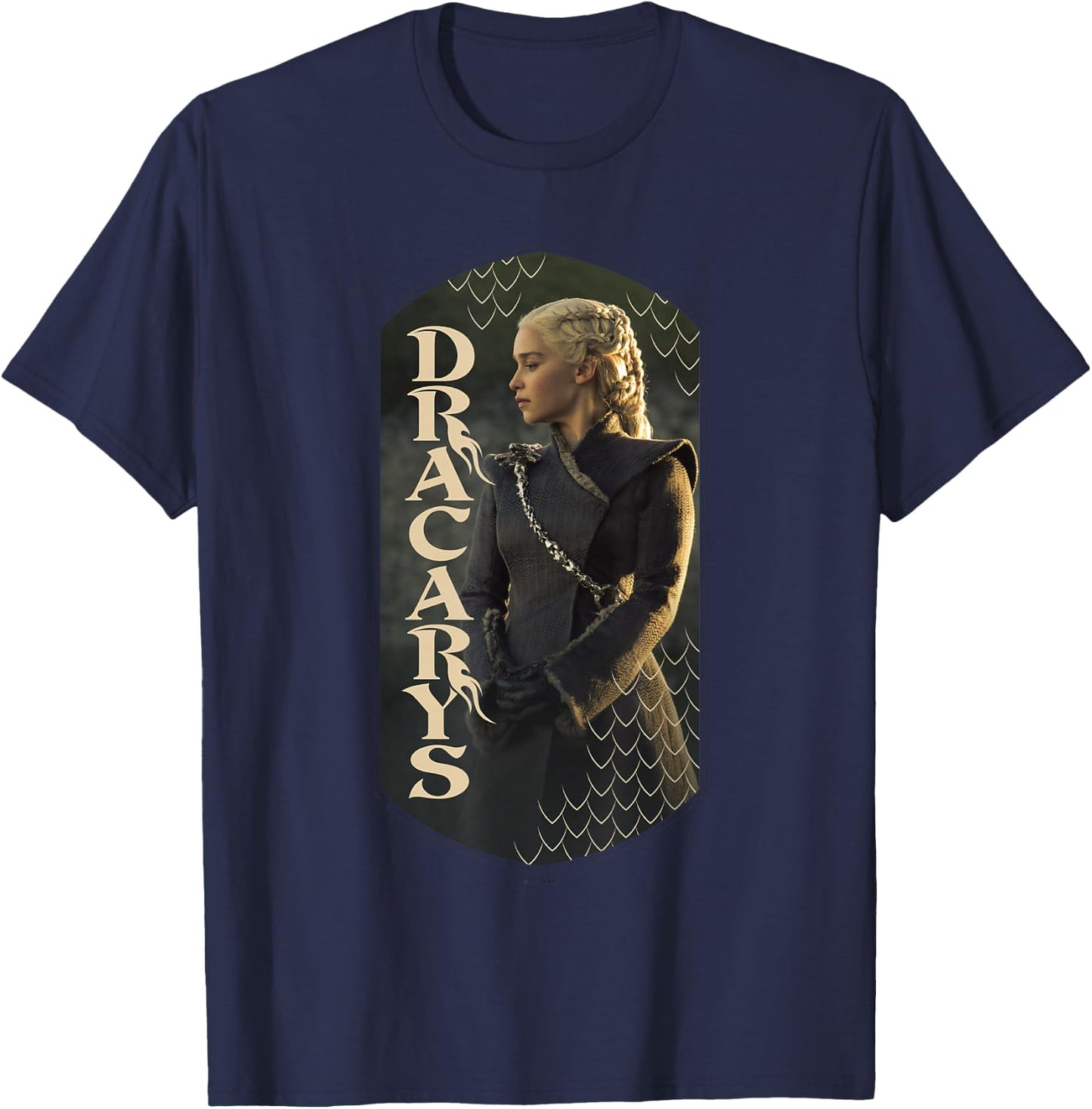Game Of Thrones Dracarys Daenerys Targaryen Vignette Panel , Small, Black T-Shirt - T-Shirt | Navy