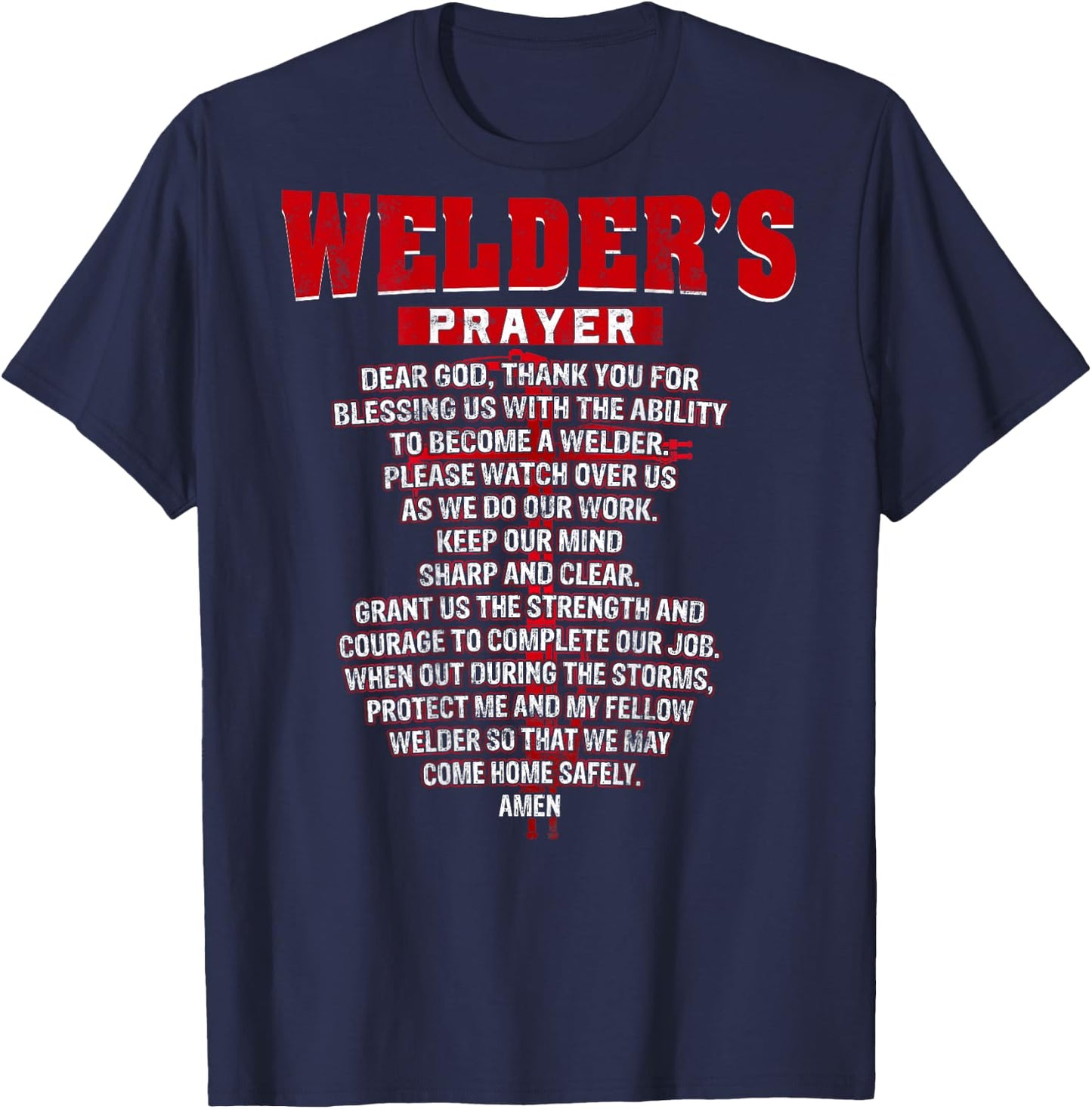 Welder Prayer Cross Welding Christian Dad Husband T-Shirt - T-Shirt | Navy