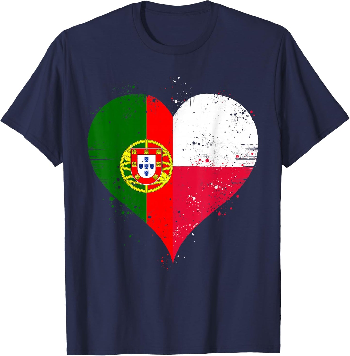 Polish Portuguese Pride A Cool Vintage Poland Portugal Flag T-Shirt - T-Shirt | Navy