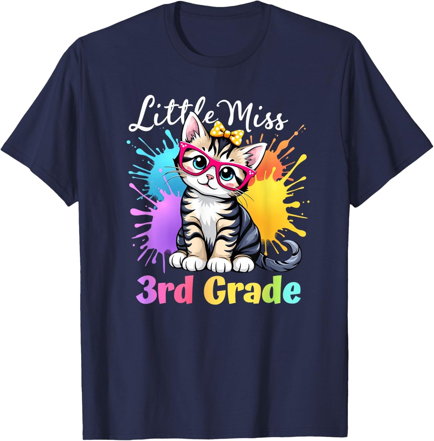 Little Miss 3rd Grade Kitten Back To School Cat Girls T-Shirt - T-Shirt | Navy