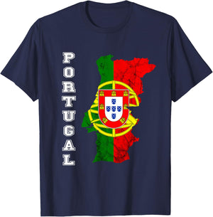 Portugal Map Outline Portuguese Portuguese Roots T-Shirt - T-Shirt | Navy