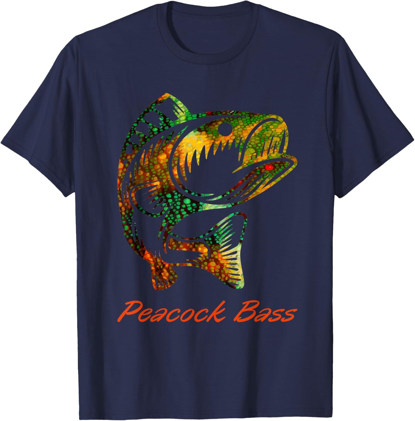 Peacock Bass Colorful Graphic Art Gift Fishing Lovers T-Shirt - T-Shirt | Navy