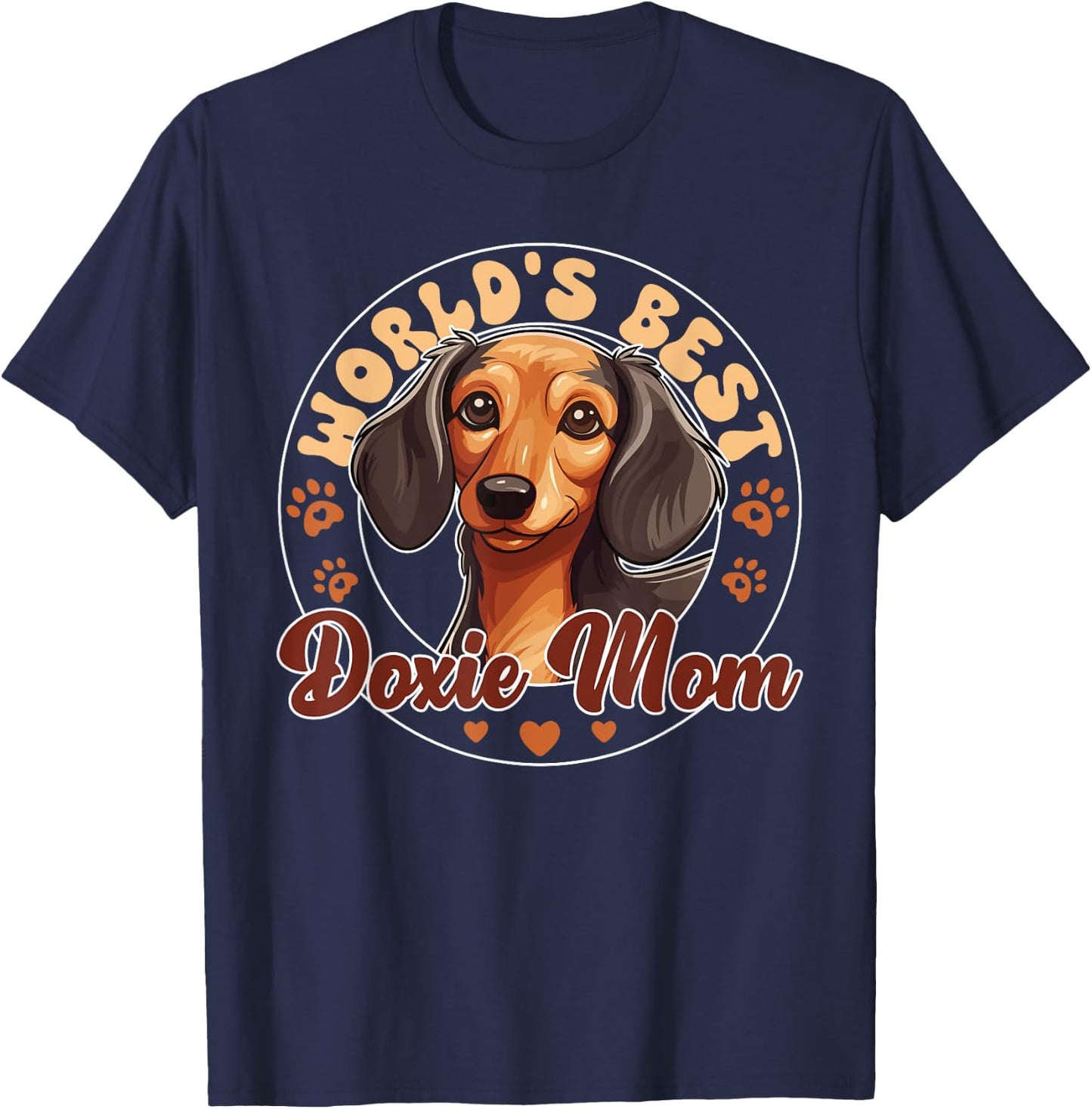 Dachshund Dog World's Best Doxie Mom Men Women Kids T-Shirt - T-Shirt | Navy