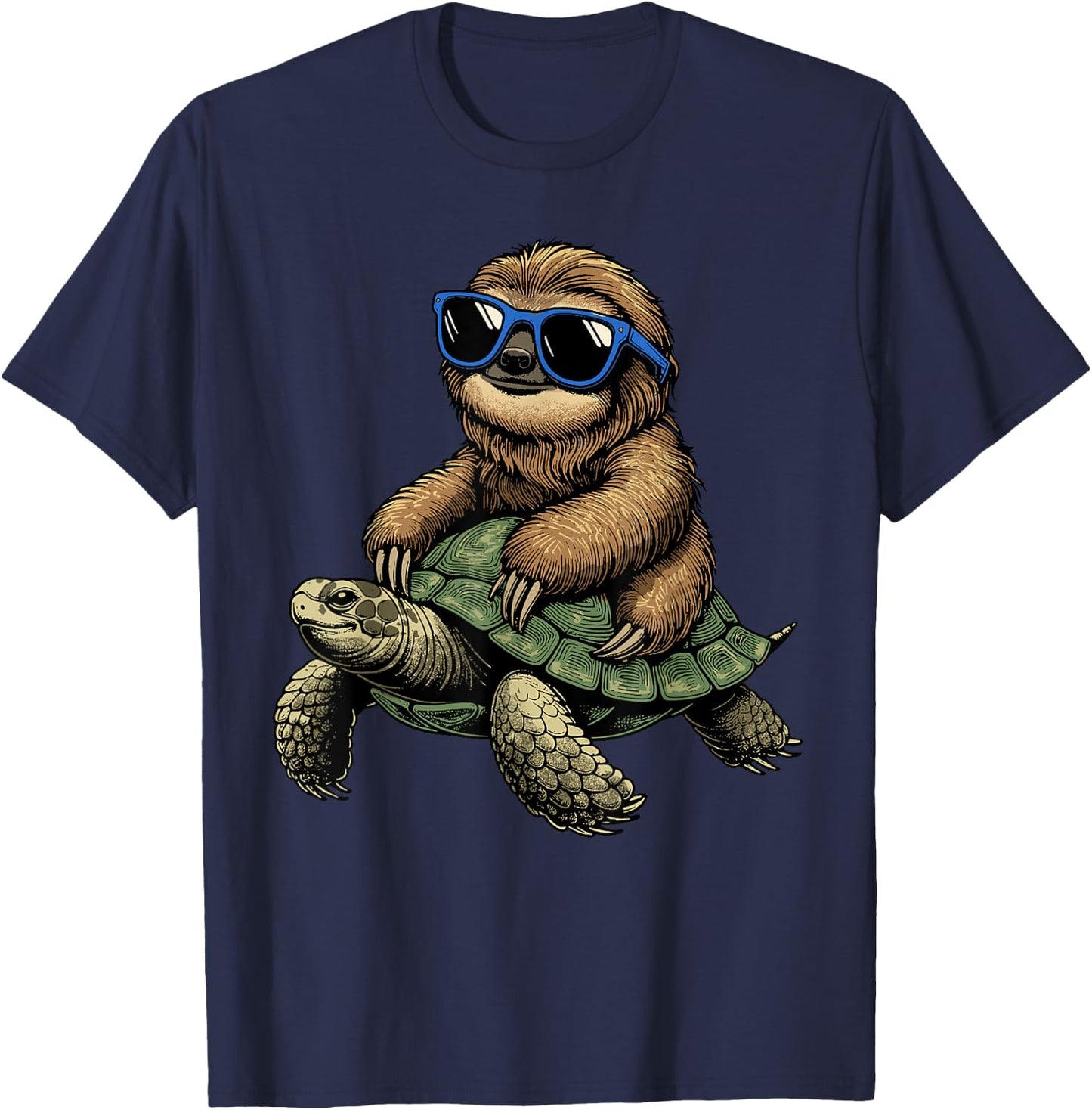 Sloth Turtle Shirt Sloth Riding Tortoise Speed is Relative T-Shirt - T-Shirt | Navy