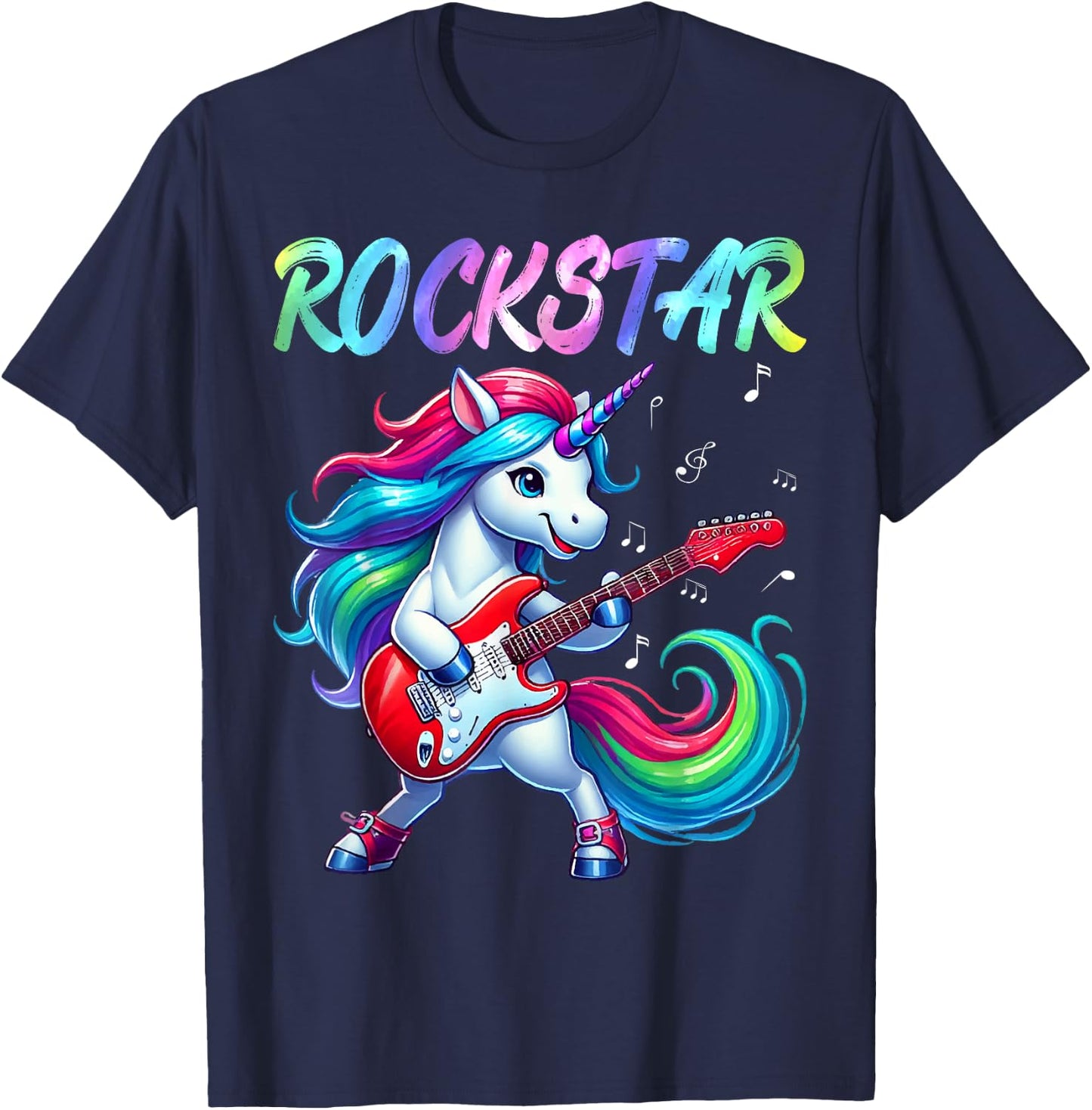 Unicorn Rock Star Guitar Rockin' Music Singer T-Shirt - T-Shirt | Navy