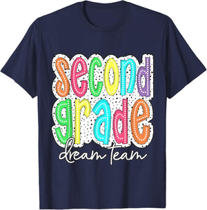 Second Grade Dream Team 2nd Grade Teacher Kid Back to School T-Shirt - T-Shirt | Navy