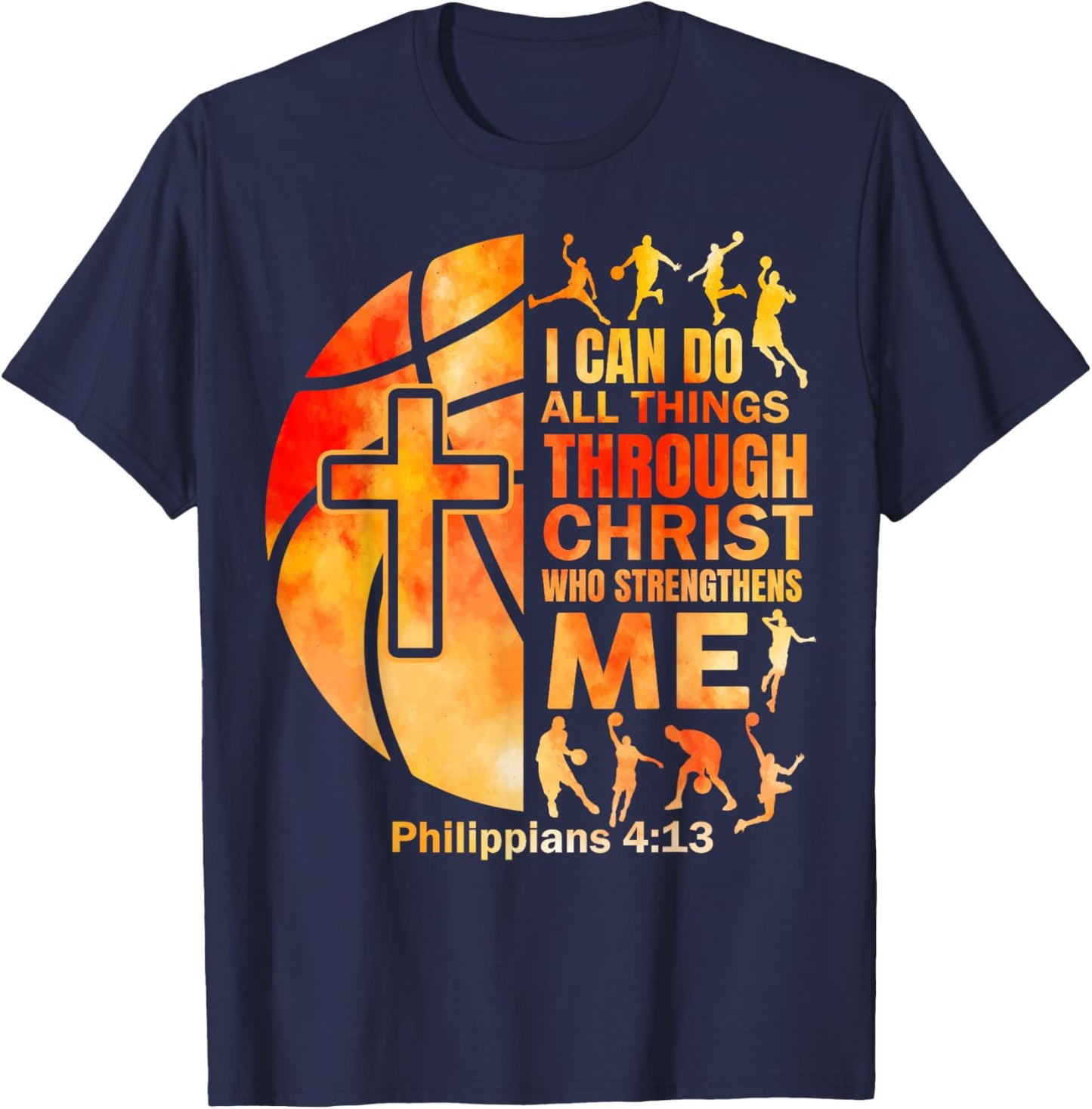 Christian Basketball Men Boys Player Team Religious Graphic T-Shirt - T-Shirt | Navy